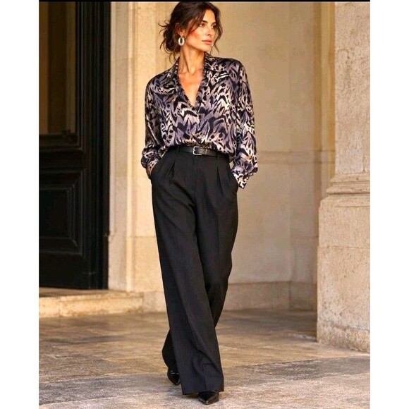 Escada Tops - Escada Margaretha Ley Silk Animal Print Button-Up Long Sleeve Blouse 42 /US12/L